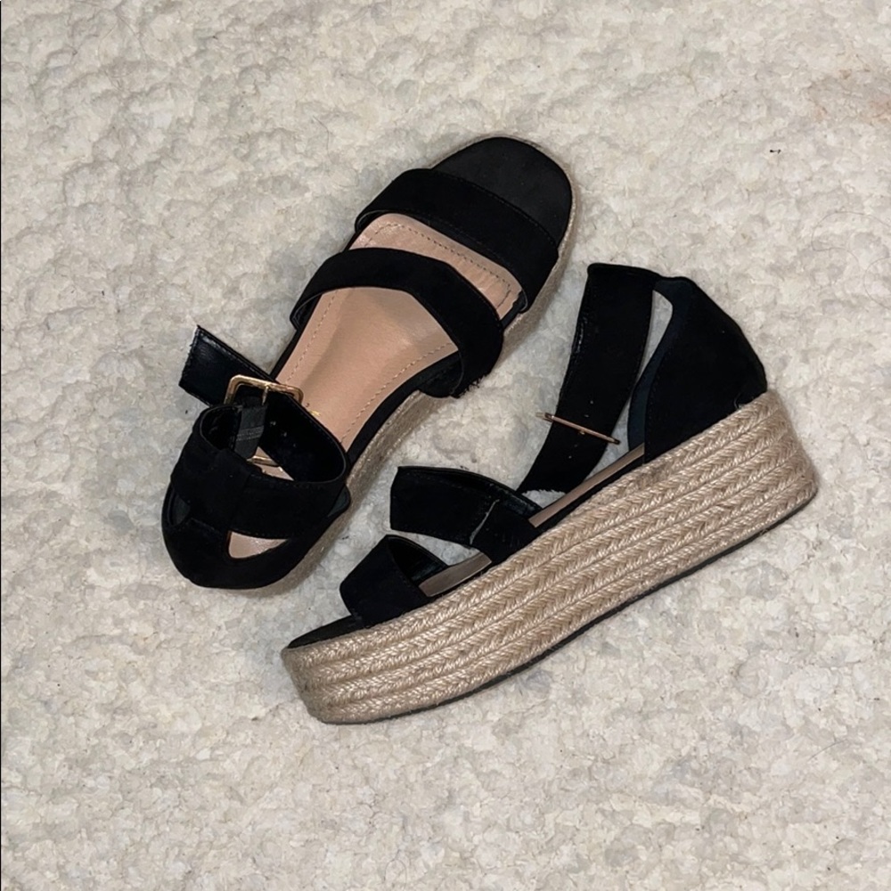 Black platform espadrille sandals